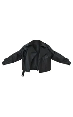 PrettyLittleThing Faux Leather Jackets*Textured Look Faux Leather Biker Jacket