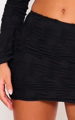 Outlet PrettyLittleThing Textured Low Rise Micro Mini Skirt Black