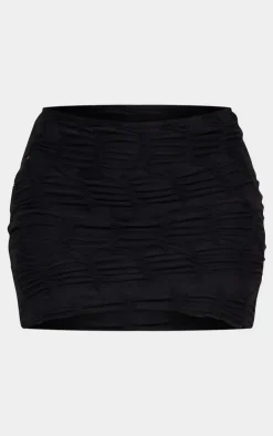 Outlet PrettyLittleThing Textured Low Rise Micro Mini Skirt Black