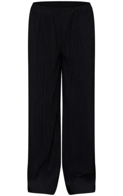Hot PrettyLittleThing Textured Pleated Wide Leg Pants Black