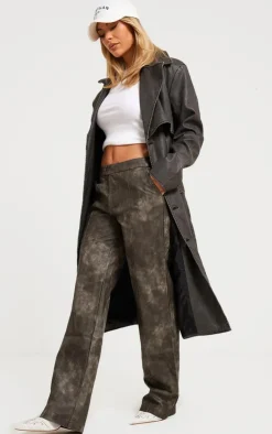 PrettyLittleThing Trench Coats*Textured PU Trench