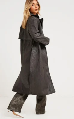 PrettyLittleThing Trench Coats*Textured PU Trench
