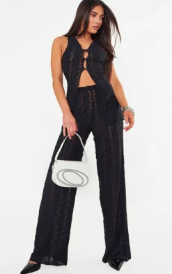 PrettyLittleThing Textured Rib Longline Vest Black