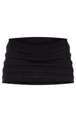 Outlet PrettyLittleThing Textured Rib Low Rise Micro Mini Skirt Black