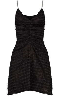 Textured Ruched Strappy Shift Dress-PrettyLittleThing Outlet