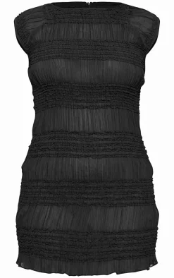 Textured Ruffle Cap Sleeve Bodycon Dress-PrettyLittleThing Outlet