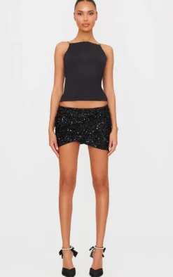 Textured Sequin Mini Skirt-PrettyLittleThing Online
