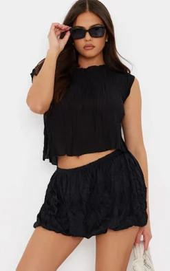 PrettyLittleThing Sleeveless Tops*Textured Sheer Crew Neck Sleeveless Top