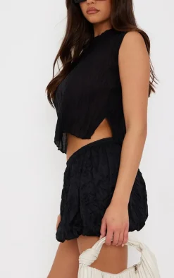 PrettyLittleThing Sleeveless Tops*Textured Sheer Crew Neck Sleeveless Top