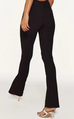 Hot PrettyLittleThing Textured Skinny Flare Pants Black