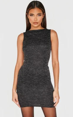 Textured Sleeveless Bodycon Dress-PrettyLittleThing Online