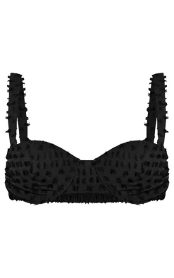 New PrettyLittleThing Textured Strappy Bralet Black