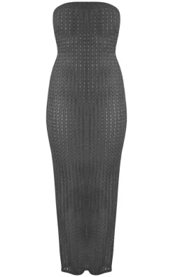 Textured Wave Bandeau Midaxi Dress-PrettyLittleThing Discount