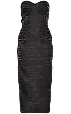 Textured Woven Cup Detail Midaxi Dress-PrettyLittleThing Outlet