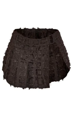 Best PrettyLittleThing Textured Woven Trim Detail Mini Skirt Black