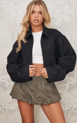 PrettyLittleThing Bomber Jackets*Textured Zip Up Bomber Jacket