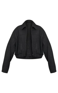 PrettyLittleThing Bomber Jackets*Textured Zip Up Bomber Jacket