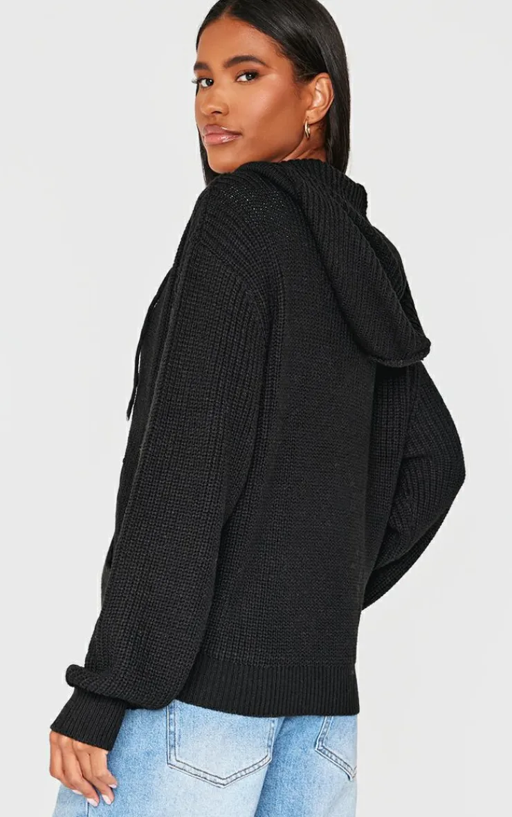 PrettyLittleThing Sweaters*Thick Rib Knit Zip Up Hoodie