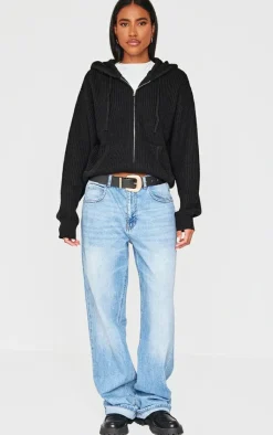 PrettyLittleThing Sweaters*Thick Rib Knit Zip Up Hoodie