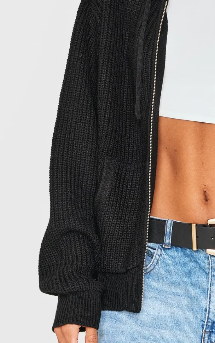 PrettyLittleThing Sweaters*Thick Rib Knit Zip Up Hoodie