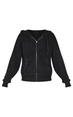 PrettyLittleThing Sweaters*Thick Rib Knit Zip Up Hoodie
