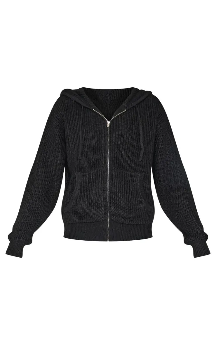 PrettyLittleThing Sweaters*Thick Rib Knit Zip Up Hoodie