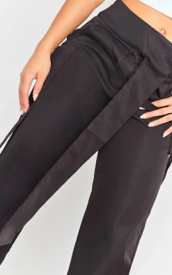 Black Tie Detail Straight Leg Pants