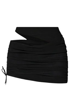 Tie Side Cut Out Ruched Micro Mini Skirt-PrettyLittleThing Hot