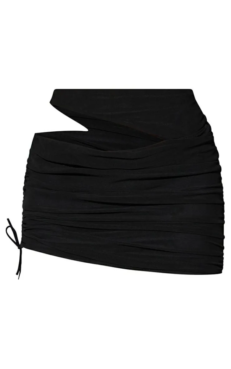 Tie Side Cut Out Ruched Micro Mini Skirt-PrettyLittleThing Hot