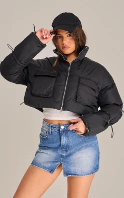PrettyLittleThing Puffer Jackets*Toggle Detail Cropped Oversized Puffer Jacket