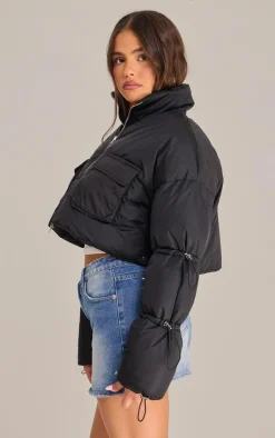 PrettyLittleThing Puffer Jackets*Toggle Detail Cropped Oversized Puffer Jacket