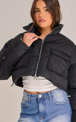 PrettyLittleThing Puffer Jackets*Toggle Detail Cropped Oversized Puffer Jacket