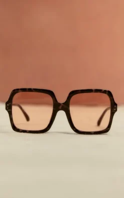 PrettyLittleThing Square Sunglasses*Tort Orange Lens Square Sunglasses