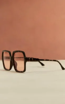 PrettyLittleThing Square Sunglasses*Tort Orange Lens Square Sunglasses