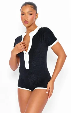 PrettyLittleThing Unitards*Toweling Contrast Detail Unitard