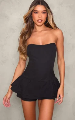 Twill Bandeau Rara Romper-PrettyLittleThing Discount