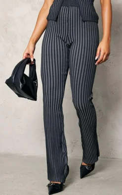 Discount PrettyLittleThing Two Tone Knit Flared Pants Black