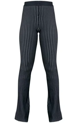 Discount PrettyLittleThing Two Tone Knit Flared Pants Black