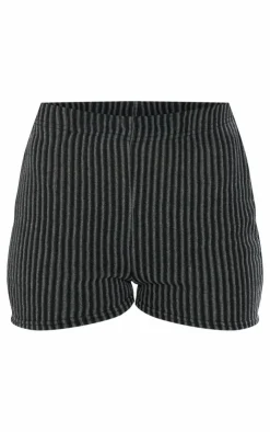 Online PrettyLittleThing Two Tone Rib Hot Pant Black