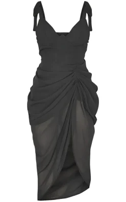 Underwire Detail Draped Midi Dress-PrettyLittleThing Online