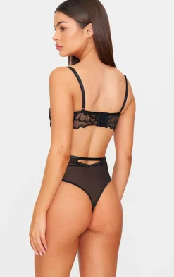 Black Underwired Cut Out Lace Body