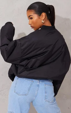 PrettyLittleThing Bomber Jackets*Utility Pocket Graphic Front Bomber Jacket