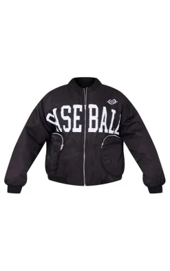 PrettyLittleThing Bomber Jackets*Utility Pocket Graphic Front Bomber Jacket