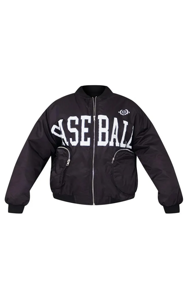 PrettyLittleThing Bomber Jackets*Utility Pocket Graphic Front Bomber Jacket