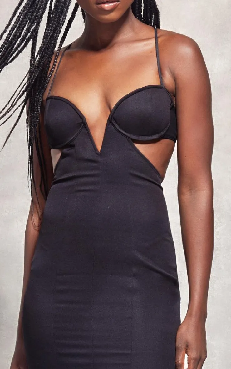 V Bar Detail Strappy Open Back Bodycon Dress-PrettyLittleThing Outlet