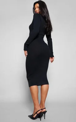 V Neck Knit Midi Dress-PrettyLittleThing Best