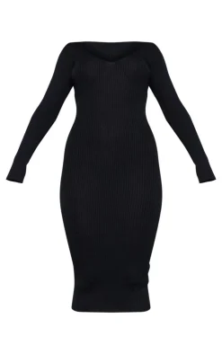 V Neck Knit Midi Dress-PrettyLittleThing Best
