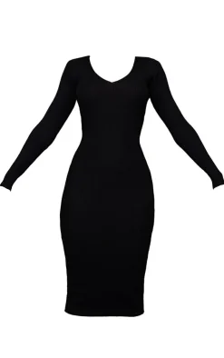 V Neck Knit Midi Dress-PrettyLittleThing Best