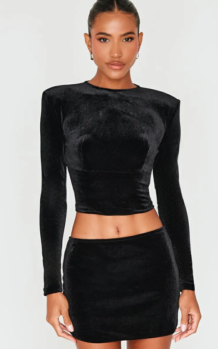Best PrettyLittleThing Velvet Mini Skirt Black