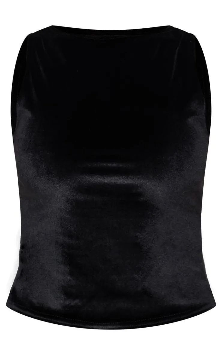 Velvet Boatneck Long Top-PrettyLittleThing New